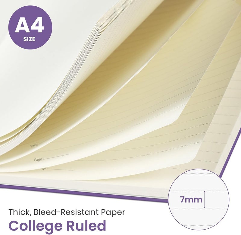 Taja Large Spiral Lined Journal for Women, 8.5" x 11" Notebooks for Work Collge Ruled, A4 Aesthetic Cute Journaling Notebooks for Writing, Plastic Cover, Purple Blocks - Image 2
